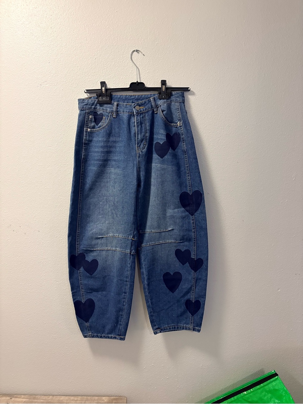 H&M Dark Blue Denim Mom Jeans with Heart Motif